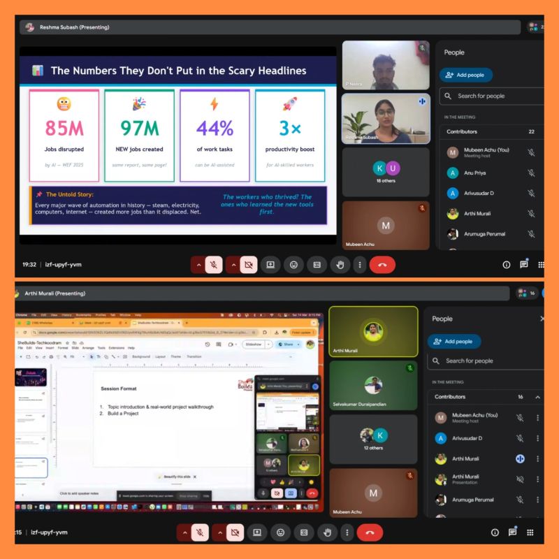Session 2 in action – Reshma Subash and Arthi Murali presenting online